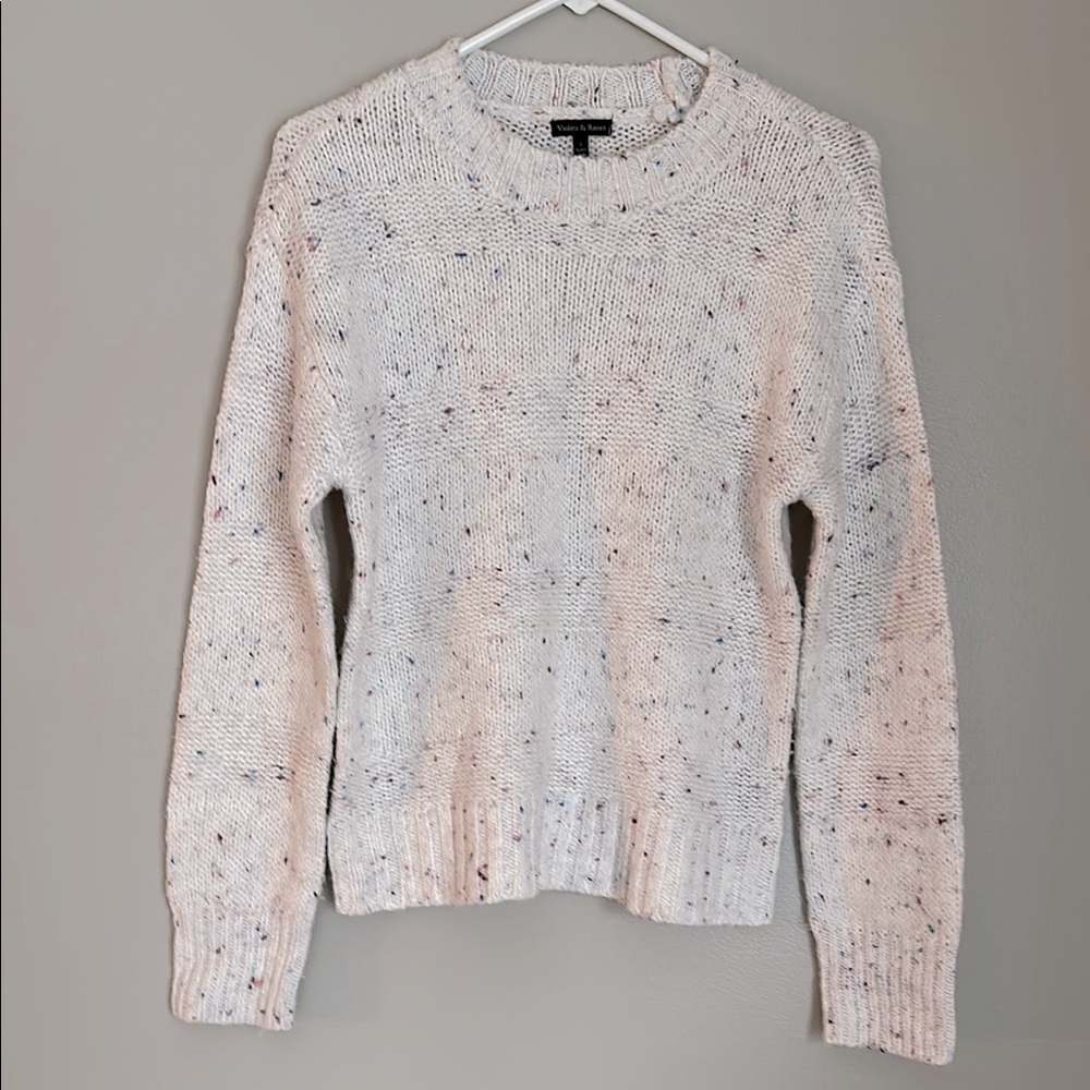 Violets and Roses Speckled Knit Sweater